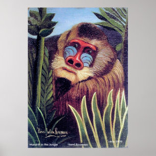 Rousseauの"ジャングルのMandrill" (1909年頃) ポスター