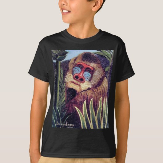 Rousseauの"ジャングルのMandrill" (1909年頃) Tシャツ (正面)