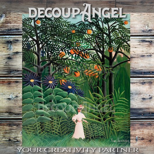 Rousseau – エキゾチックな森のデコップの女性歩く 薄葉紙