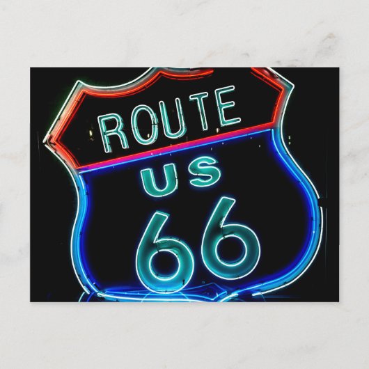Route 66ネオンのサイン写真 ポストカード (正面)