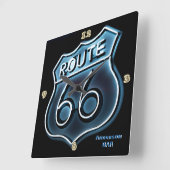 ROUTE 66ネオンライトスタイルパーソナライズされた壁 スクエア壁時計 (傾斜)