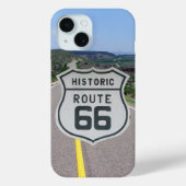 Route 66ハイウェイの背景のシールド Case-Mate iPhoneケース (裏面)