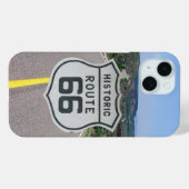 Route 66ハイウェイの背景のシールド Case-Mate iPhoneケース (裏面 (横))