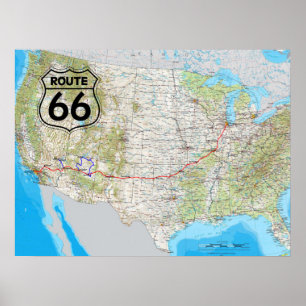 Route 66マップ ポスター