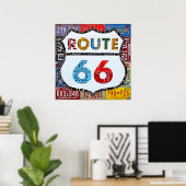 Route 66ライセンスプレートアート(デザインターンパイク) ポスター (ホームオフィス)