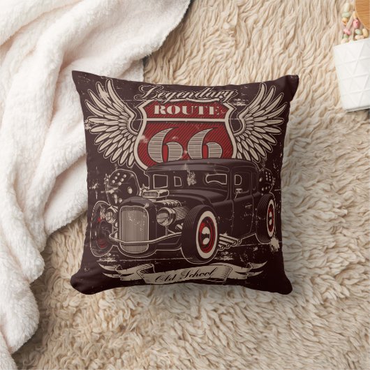 Route 66レトロ クッション (ブランケット)