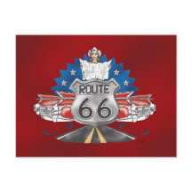Route 66女性のカーボーイはがき