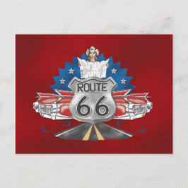 Route 66女性のカーボーイはがき ポストカード