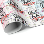 Route 66標識と1960コルベット ラッピングペーパー (ロールコーナー)