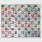 Route 66道路上の道路地図 ラッピングペーパー (フラット)