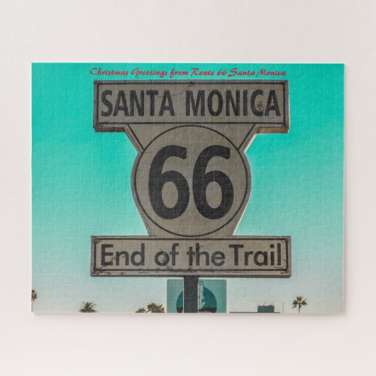 Route 66 サンタモニカ クリスマス グリーティング ジグソーパズル (横)