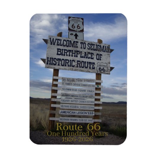 Route 66 - 100 - One Hundred Years Old 1026 -2026 マグネット (縦)