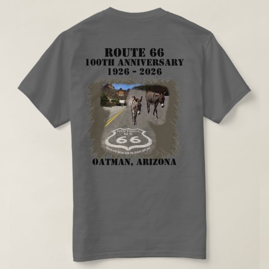 Route 66 100th Anniversary Oatman Arizona Back  Tシャツ (デザイン裏面)