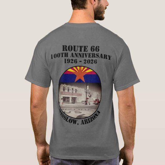 Route 66 100th Anniversary Winslow Arizona Back  Tシャツ (裏面)