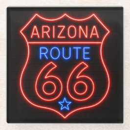 Route 66 Arizona Neon Americana Decor ガラスコースター