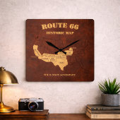 Route 66 Centennial 8-State Map Decor スクエア壁時計