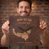 Route 66 Centennial 8-State Map Decor スクエア壁時計