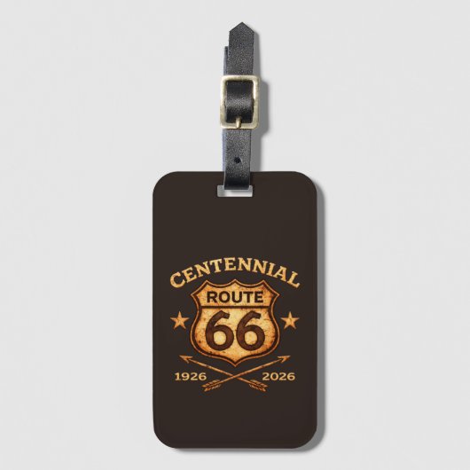 Route 66 Centennial Commemorative Leather Style ラゲッジタグ (正面縦)