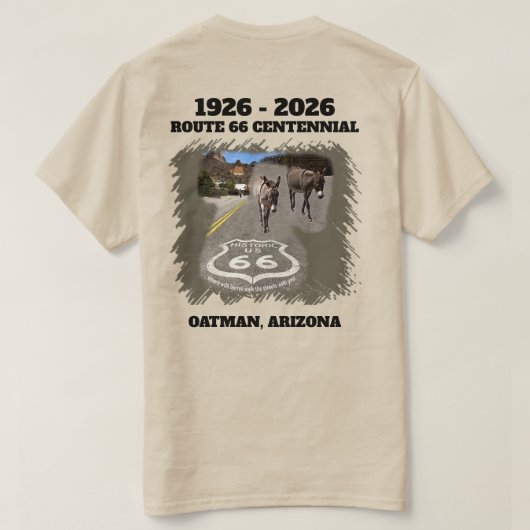 Route 66 Centennial Oatman, Arizona Back  Tシャツ (デザイン裏面)