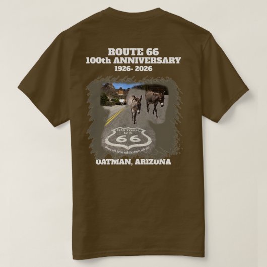 Route 66 Centennial Oatman Arizona Back  Tシャツ (デザイン裏面)