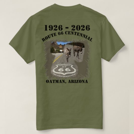 Route 66 Centennial Oatman, Arizona Back Tシャツ (デザイン裏面)