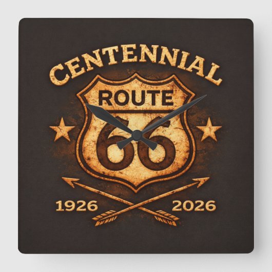 Route 66 Centennial Office Decor スクエア壁時計 (正面)
