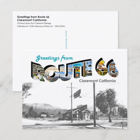 Route 66 Claremont Postcard ポストカード (正面/裏面)