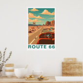 Route 66 Classic Road Trip Travel Art ポスター (キッチン)