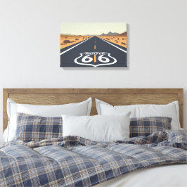 Route 66 Desert Road Vintage Travel Art キャンバスプリント