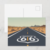 Route 66 Desert Road Vintage Travel Art シーズンポストカード (正面/裏面)