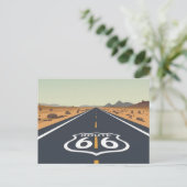 Route 66 Desert Road Vintage Travel Art ポストカード (スタンド正面)