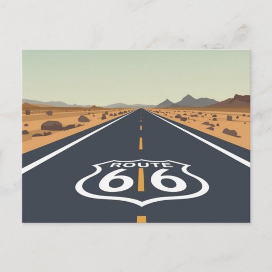 Route 66 Desert Road Vintage Travel Art ポストカード (正面)
