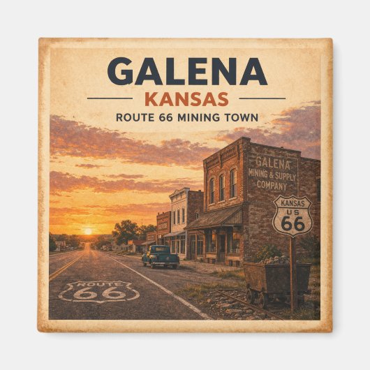 Route 66 Galena Kansas Heritage Classic Sunset マグネット (正面)
