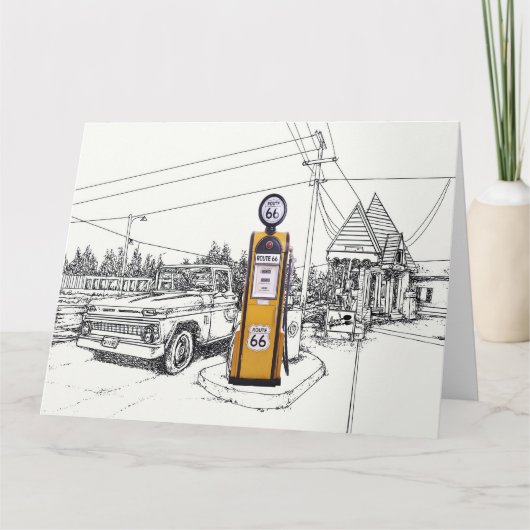 Route 66 gas pump greeting カード (正面)