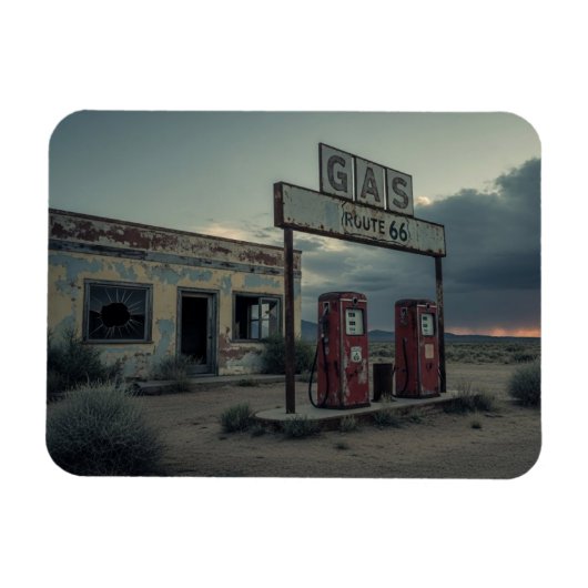 Route 66 gas station マグネット (横)