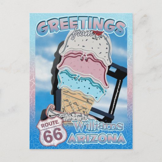 Route 66 Greetings Williams Arizonaはがき ポストカード (正面)