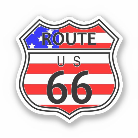 Route 66 Highway Sign With Flag シール (正面)