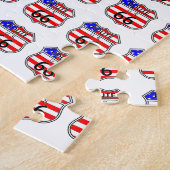 Route 66 Highway Sign With Flag ジグソーパズル (側面)