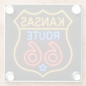 Route 66 Kansas Neon Americana Decor ガラスコースター (裏面)