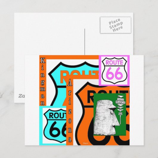 Route 66 Kingman Giganticus Headicus AZ ポストカード (正面/裏面)