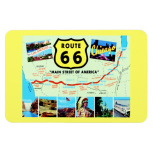 Route 66 Main Street of America Vintage Postcard マグネット