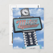 Route 66 Metro Dinerレトロネオンサイン葉書 ポストカード (正面/裏面)