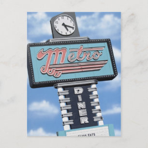 Route 66 Metro Dinerレトロネオンサイン葉書 ポストカード