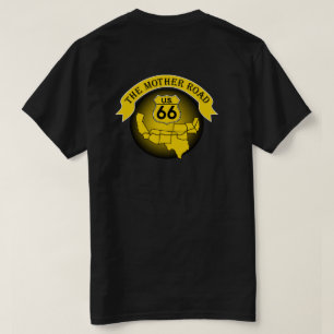 Route 66 Mother Road Mens Tシャツ金ゴールド/ブラック Tシャツ