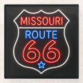 Route 66 Neon Americana Bar Decor ガラスコースター (正面)