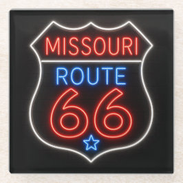 Route 66 Neon Americana Bar Decor ガラスコースター