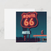 Route 66 Neon Motel Night Travel Art シーズンカード (正面/裏面)