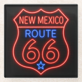 Route 66 New Mexico Neon Americana Decor ガラスコースター