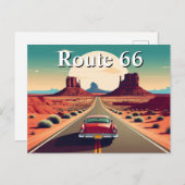 Route 66 Retro Vintage Car Desert Travel ポストカード (正面/裏面)