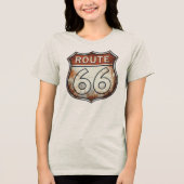 Route 66 Rusty Road Sign トライブレンドＴシャツ (正面)